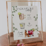 Watercolor | Bride & Groom Signature Drink Poster<br><div class="desc">Personalize this sign with the names of the bride and groom and their favorite drink choice. Different cocktail illustrations can be made by request. Add your custom wording to this design by using the "Edit this design template" boxes on the right-hand side of the item or click the blue "Customize...</div>