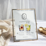 Watercolor | Bride & Groom Signature Drink Poster<br><div class="desc">Personalize this sign with the names of the bride and groom and their favorite drink choice. Different cocktail illustrations can be made by request. Add your custom wording to this design by using the "Edit this design template" boxes on the right-hand side of the item or click the blue "Customize...</div>