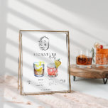 Watercolor | Bride & Groom Signature Drink Poster<br><div class="desc">Personalize this sign with the names of the bride and groom and their favorite drink choice. Different cocktail illustrations can be made by request. Add your custom wording to this design by using the "Edit this design template" boxes on the right-hand side of the item or click the blue "Customize...</div>