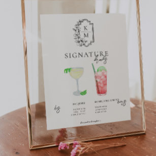 Watercolor   Bride & Groom Signature Drink Poster