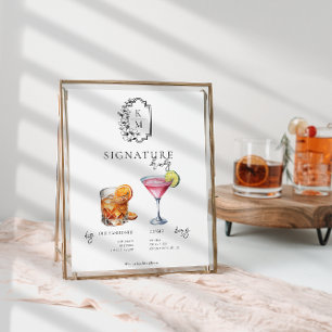 Watercolor Bride & Groom Signature Drink Poster
