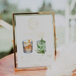 Watercolor | Bride & Groom Signature Drink Poster<br><div class="desc">Personalize this sign with the names of the bride and groom and their favorite drink choice paired with real gold foil. Different cocktail illustrations can be made by request. Add your custom wording to this design by using the "Edit this design template" boxes on the right-hand side of the item...</div>