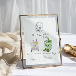 Watercolor | Bride & Groom Signature Drink Poster<br><div class="desc">Personalize this sign with the names of the bride and groom and their favorite drink choice. Different cocktail illustrations can be made by request. Add your custom wording to this design by using the "Edit this design template" boxes on the right-hand side of the item or click the blue "Customize...</div>