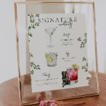 Watercolor | Bride & Groom Signature Drink Poster<br><div class="desc">Personalize this sign with the names of the bride and groom and their favorite drink choice. Different cocktail illustrations can be made by request. Add your custom wording to this design by using the "Edit this design template" boxes on the right-hand side of the item or click the blue "Customize...</div>