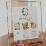 Watercolor | Bride & Groom Signature Drink Poster<br><div class="desc">Personalize this sign with the names of the bride and groom and their favorite drink choice. Different cocktail illustrations can be made by request. Add your custom wording to this design by using the "Edit this design template" boxes on the right-hand side of the item or click the blue "Customize...</div>