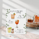 Watercolor | Bride & Groom Signature Drink Poster<br><div class="desc">Personalize this sign with the names of the bride and groom and their favorite drink choice. Different cocktail illustrations can be made by request. Add your custom wording to this design by using the "Edit this design template" boxes on the right-hand side of the item or click the blue "Customize...</div>