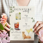 Watercolor | Bride & Groom Signature Drink Poster<br><div class="desc">Personalize this sign with the names of the bride and groom and their favorite drink choice. Different cocktail illustrations can be made by request. Add your custom wording to this design by using the "Edit this design template" boxes on the right-hand side of the item or click the blue "Customize...</div>
