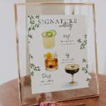 Watercolor | Bride & Groom Signature Drink Poster<br><div class="desc">Personalize this sign with the names of the bride and groom and their favorite drink choice. Different cocktail illustrations can be made by request. Add your custom wording to this design by using the "Edit this design template" boxes on the right-hand side of the item or click the blue "Customize...</div>
