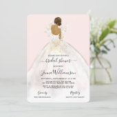 Watercolor Bride in Gown Bridal Shower Invitation (Standing Front)