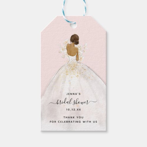 Watercolor Bride in Gown Bridal Shower Invitation  Gift Tags