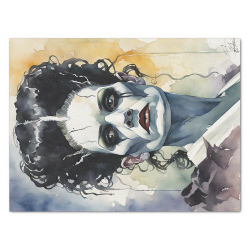 Watercolor Bride of Frankenstein Decoupage Tissue Paper