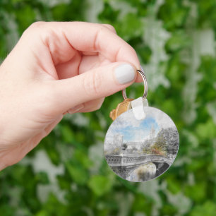 Watercolor bridge in Central Park New York Keychain