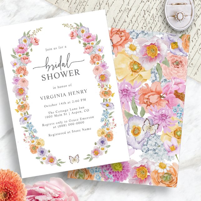 Watercolor Bright Floral Bridal Shower Invitation (Watercolor Bright Floral Bridal Shower Invitation by Painted Paperie
)