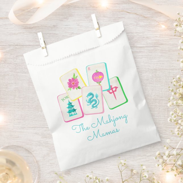 Watercolor Bright Mahjong Tiles Favor Bag (Clipped)