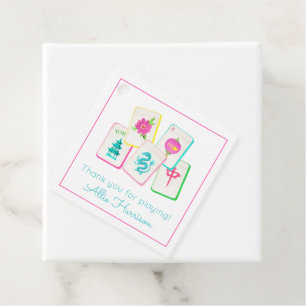 Watercolor Bright Mahjong Tiles Favor Tags