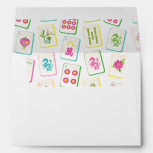 Watercolor Bright Mahjong Tiles Monogram Envelope