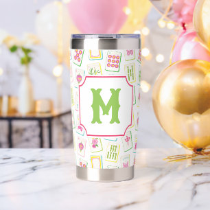 Watercolor Bright Mahjong Tiles Monogram Insulated Tumbler