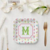 Watercolor Bright Mahjong Tiles Monogram