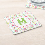 Watercolor Bright Mahjong Tiles Monogram Square Paper Coaster<br><div class="desc">PreppyPrint.com - The Watercolor Bright Mahjong Tiles collection is a vibrant celebration of tradition meets artistry. Featuring hand-painted mahjong tiles in a rainbow of lively watercolor hues,  this design brings a fresh,  playful energy to a beloved classic. Please visit my designer store,  PreppyPrint.com,  for coordinating items.</div>