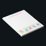 Watercolor Bright Mahjong Tiles Personalized Notepad<br><div class="desc">PreppyPrint.com - The Watercolor Bright Mahjong Tiles collection is a vibrant celebration of tradition meets artistry. Featuring hand-painted mahjong tiles in a rainbow of lively watercolor hues,  this design brings a fresh,  playful energy to a beloved classic. Please visit my designer store,  PreppyPrint.com,  for coordinating items.</div>