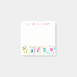 Watercolor Bright Mahjong Tiles Personalized Post-it Notes