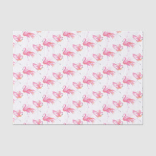Watercolor Bright Pink Flamingo Pattern Tissue Paper