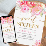 Watercolor Bright Pink Floral Sweet 16 Invitation<br><div class="desc">Introducing our exquisite Watercolor Bright Pink Floral Baby Girl Sweet 16 Invitation, a true masterpiece that exudes elegance and charm. Crafted with meticulous attention to detail, this invitation showcases a vibrant burst of bright pink watercolor florals, delicately hand-painted to perfection. The intricate floral patterns dance gracefully across the luxurious cardstock,...</div>