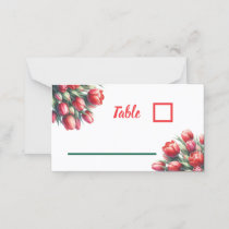 Watercolor bright red tulips -Folded Place Card