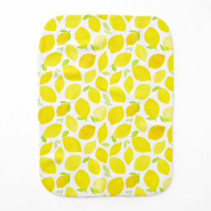 Watercolor Bright Yellow Lemon Pattern Baby Burp Cloth