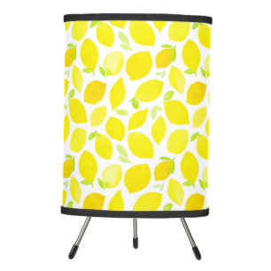Watercolor Bright Yellow Lemon Pattern Tripod Lamp