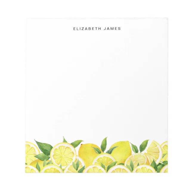 Watercolor Bright Yellow Lemon Personalized Notepad | Zazzle