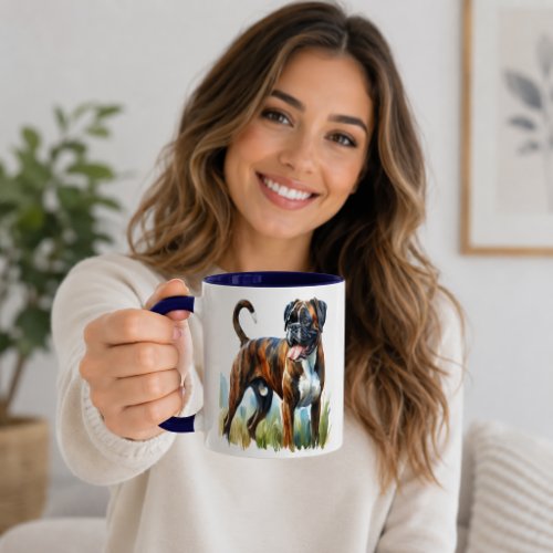 Watercolor Brindle Boxer Dog Mug