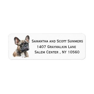 Watercolor Brindle French Bulldog Label