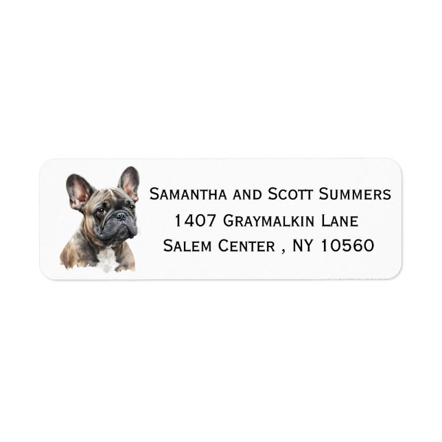 Watercolor Brindle French Bulldog  Label (Front)