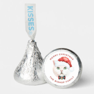 Watercolor British Shorthair Cat Santa Christmas Hershey®'s Kisses®