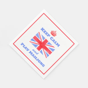 Watercolor British Union Jack Keep Calm Mahjong Napkins