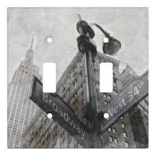 Watercolor Broadway Corner Sign Light Switch Cover