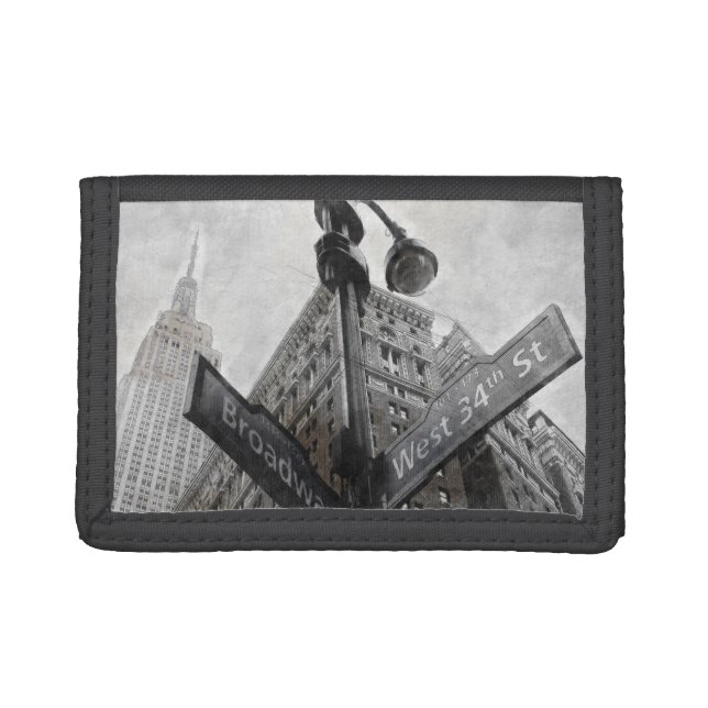 Watercolor Broadway Corner Sign Trifold Wallet  (Front)