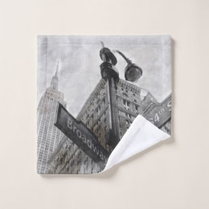 Watercolor Broadway corner sign Wash Cloth