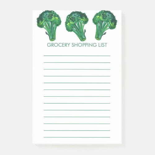 Watercolor Broccoli Grocery Shop List Meal Plan Post_it Notes