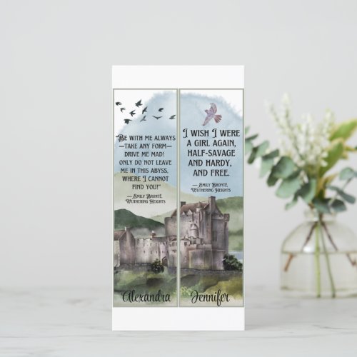 Watercolor Bronte Wuthering Heights Book Bookmarks Card