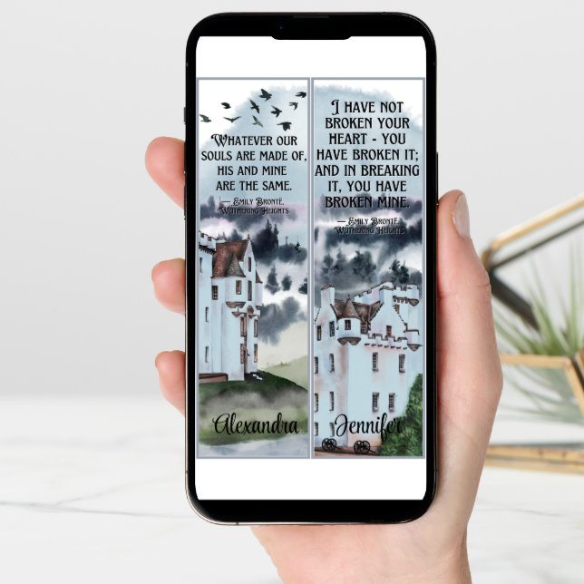 Watercolor Bronte Wuthering Heights Book Bookmarks Card (Front Digital)