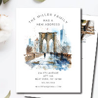 Watercolor Brooklyn Bridge Moving Announcement