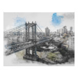 Watercolor Brooklyn Bridge Photo Print – Elegant 