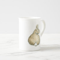 Watercolor Brown Bunny Tea Cup