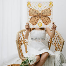 Watercolor Brown Butterfly Sun Celestial Accents