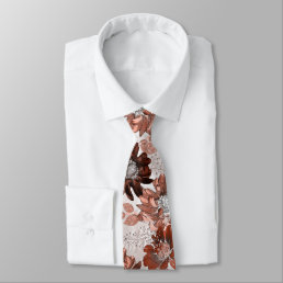 Watercolor brown gray floral pattern. neck tie