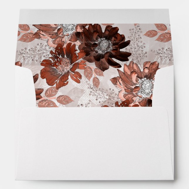 Watercolor brown grey floral pattern. envelope (Back (Bottom))