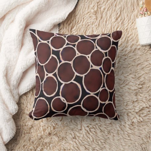 Watercolor brown overlapping circles throw pillow