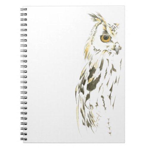Watercolor Brown Owl  Notebook